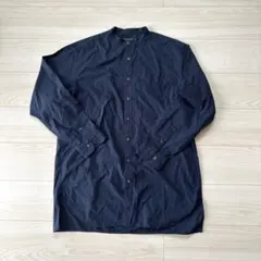 ナノユニバース　ロング長袖シャツ　ネイビー　サイズM