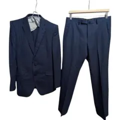 極美品 PSFA スーツ セットアップ ネイビー シャドウストライプ Y7 L