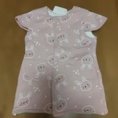 新品　うさぎ柄 ベビーベスト 50〜70cm ピンク　フリース