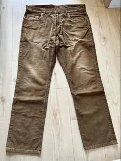 ブラウン コーデュロイ ストレートパンツ