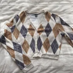 sheinレディース長袖トップスXLアーガイル柄