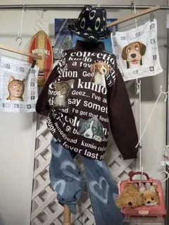 クニオコレクション】猫プリント トレーナー スウェット L 佐藤邦雄