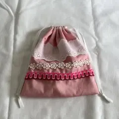 ハンドメイド 巾着袋 ピンク