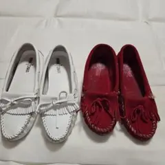 セット❣️MINNETONKA レッド、ホワイト　モカシン