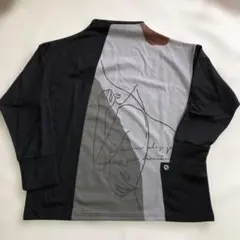 アートプリント 長袖トップス ブラック/グレー