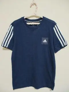 adidas アディダス 半袖Tシャツ 160cm ネイビー コットンのサムネイル