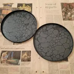 やま平窯 シャーレプレート22cm 志野泡黒吹 ２ＳＥＴ