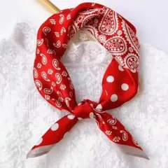 スカーフ 70cm ドット ペイズリー柄 バッグ アクセサリー 上品 おしゃれ