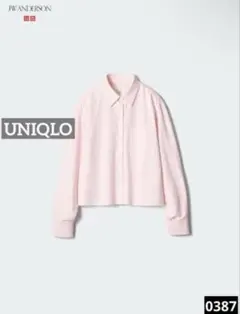 0387 UNIQLO オックスフォードシャツ/ストライプ ピンク