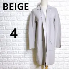 4667 ベイジ ロングニットカーディガン 4 グレー ストレッチ 羽織り 春