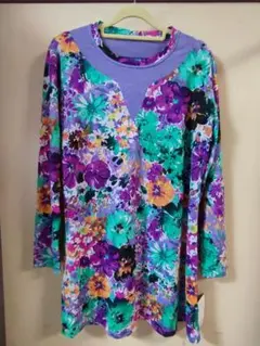 ANEEL.K長袖　М〜Lサイズ花柄デザインチュニック　未使用新品元値3500円