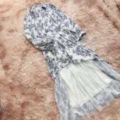 人気✨ 3L トワルドジュイ 花柄 ロングワンピース チュール アシメ フレア