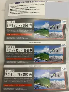 日本駐車場開発株主優待　リフト・アクティビティ割引券3枚
