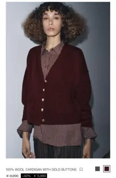 完売品100% wool ZARA 長袖カーディガン M 赤