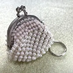 パール風ビーズ がま口 小物入れ