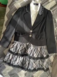 キッズフォーマル 卒園式など 120cmジャケット白シャツとスカートセット