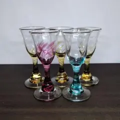 ムラーノガラス 金彩 レースガラス 花形ステム ミニグラス 高さ約13cm 酒器 ムラーノガラス 金彩 レースガラス 花形ステム ミニグラス 高さ約13cm