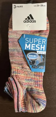 adidas 26-28cm SUPER MESH ソックス 3足セット
