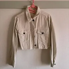 ホワイトベージュ ミニ丈 Gジャン デニムジャケット