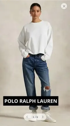 【美品】ポロラルフローレン　コットンジャージークロップドロングスリーブTシャツ