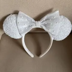 ミッキー　白レース　ディズニー　カチューシャ