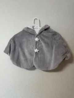 美品　グレー ベビーポンチョ60〜90 コットン　ふわもこ　乳児　新生児