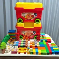 値引【アンパンマン】はじめてのブロックワゴン 2個＋バケツ L 大容量セット