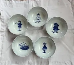 青花 しん窯　絵変わり4寸ボウル　5客のサムネイル
