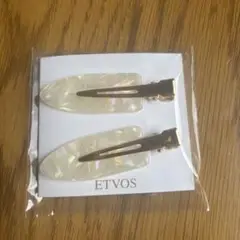 【限定ノベルティ】ETVOS ヘアクリップ 2個セット ホワイト