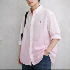 ラルフローレン リネンシャツ グラデーション ピンク M BD