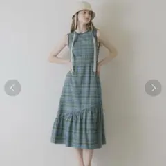 idem 村田倫子 チェック ノースリーブワンピース ロング Aライン フリルのサムネイル
