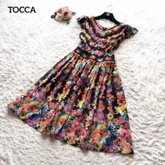 TOCCA トッカ ワンピース サイズ6 総レース 花柄 ブルー 上品 清楚