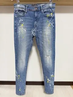 伸縮性強め ペイント ZARA MAN ストレッチ デニム スキニー パンツ