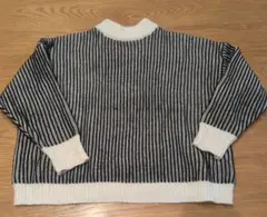 ストライプ リブ編み 長袖セーター