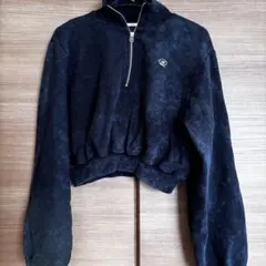 SLY ハーフジップ クロップドスウェット 黒