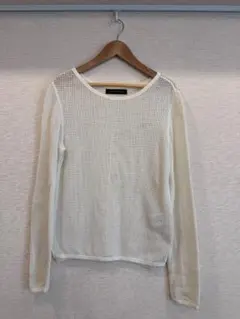 URBAN RESEARCH 長袖 メッシュカットソー ホワイトのサムネイル