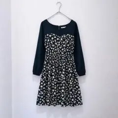 MAJESTIC LEGON／花柄切替ワンピース／ネイビー／Free