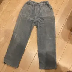 スウェード生地　淡いグリーン&グレー 系⭐︎長ズボン 140cm