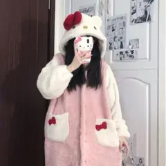 Hello Kitty フリース パジャマ 上下セット ピンク 着ぐるみパジャマ