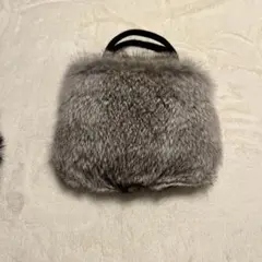 グレー ファー ハンドル付き 15×17cmミニバッグ