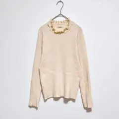 earth music&ecology♡ビジュー付 リブニット アイボリー F