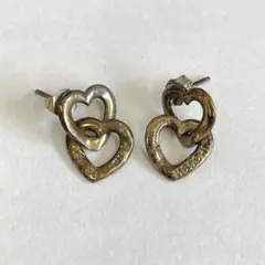 【H6】SILVER 925 刻印✨MOSCHINO ダブル ハート ピアス　✨のサムネイル