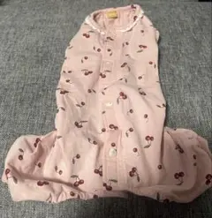 ペットパラダイス さくらんぼ柄ピンク犬服 ロンパースDSS 상태좋음