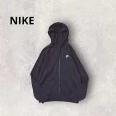 ナイキ パーカー ジップアップ ロゴ刺繍 コットン スポーティー 黒 羽織り