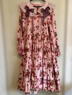 PINK HOUSE 青木美沙子　ラブリボンベア　ミディ　ワンピース　ピンク