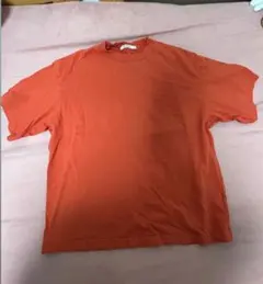 オレンジ コットン 半袖Tシャツ
