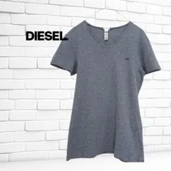 DIESEL ディーゼル　ロゴ入り　Vネック Tシャツ グレー　Sのサムネイル