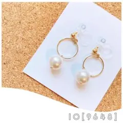 丸フープとスワロフスキーパールのピアスorイヤリング