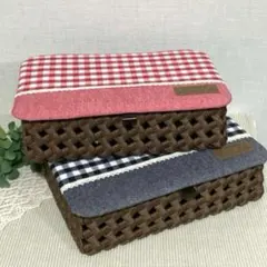クラフトバンド　ふたつきカゴ（ゆうパケットプラスサイズver.）２個セット