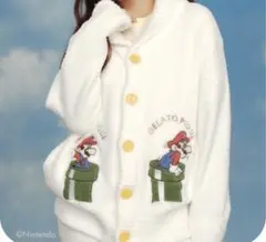 ジェラートピケ マリオ コラボ カーディガン ホワイト ルームウェア M〜L